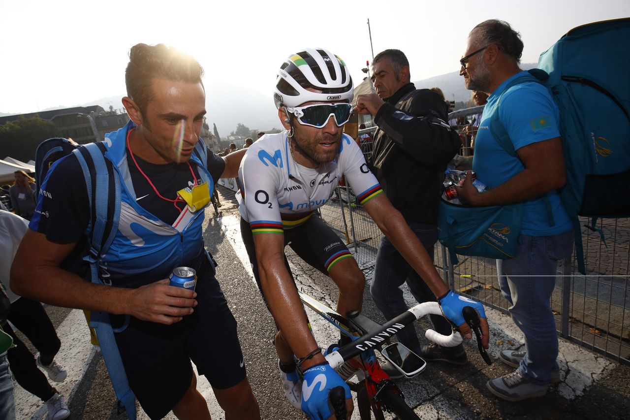 New world champion Alejandro Valverde (Movistar) had a difficult race
