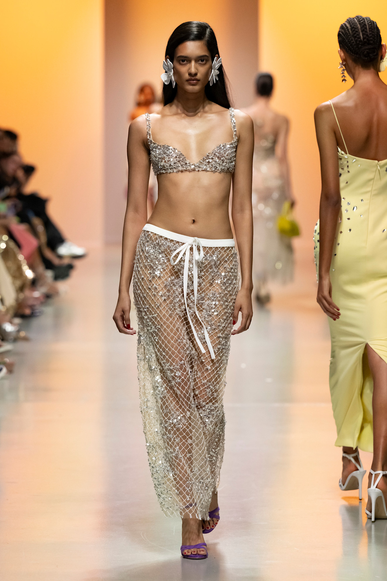 Daniela's skirt set on the Georges Hobeika runway