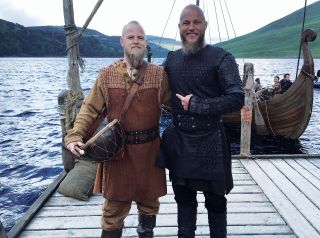 Einar Selvik on the set of the Vikings TV show