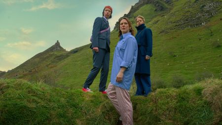 (L-R) Caoilfhionn Dunne as Dara, Roisin Gallagher as Saoirse and Sin&eacute;ad Keenan as Robyn in "How to Get to Heaven from Belfast"