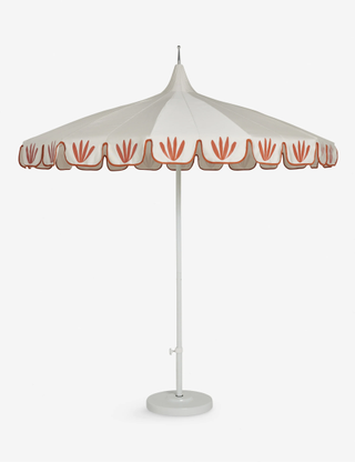 Lulu and Georgia pointed outdoor patio umbrella with decorative Italian motifs