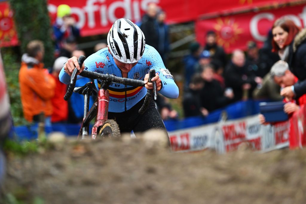 NAMUR BELGIUM NOVEMBER 05 Emiel Verstrynge of Belgium competes during the 20th UEC European Cyclocross Championships 2022 Mens U23 EuroCross22 on November 05 2022 in Namur Belgium Photo by Luc ClaessenGetty Images