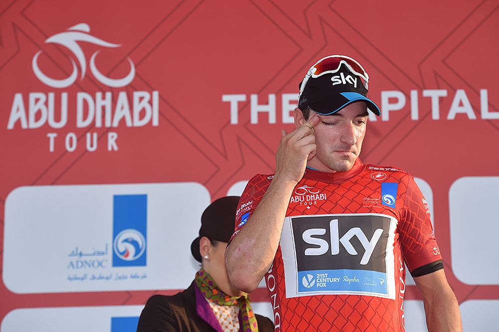 Elia Viviani (Team Sky) wins stage 2 and takes leader's jersey at Abu Dhabi Tour