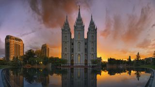 The Mormon Church's Salt Lake Temple in Temple Square, Utah