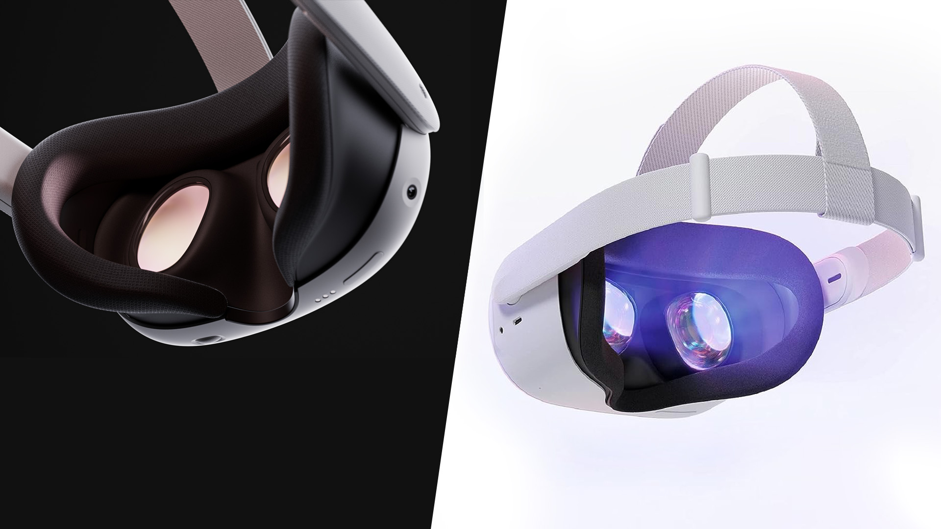 The Meta Quest 3 next to the Quest 2 headset