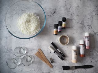 Ingredients to make homemade candles