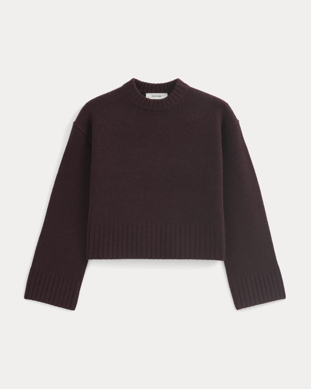 Cropped Boxy Crew in Luxe Merino | Heathered Winetasting - Xxs