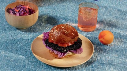 Summer BBQ recipes for black sesame chicken burger and homemade coleslaw 