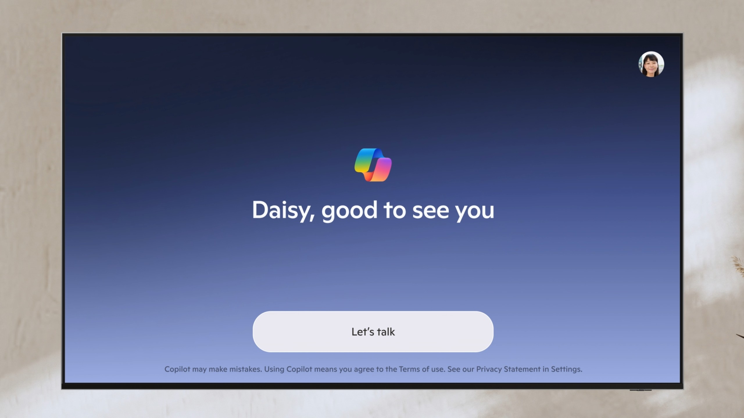 Copilot demonstration on Samsung TV