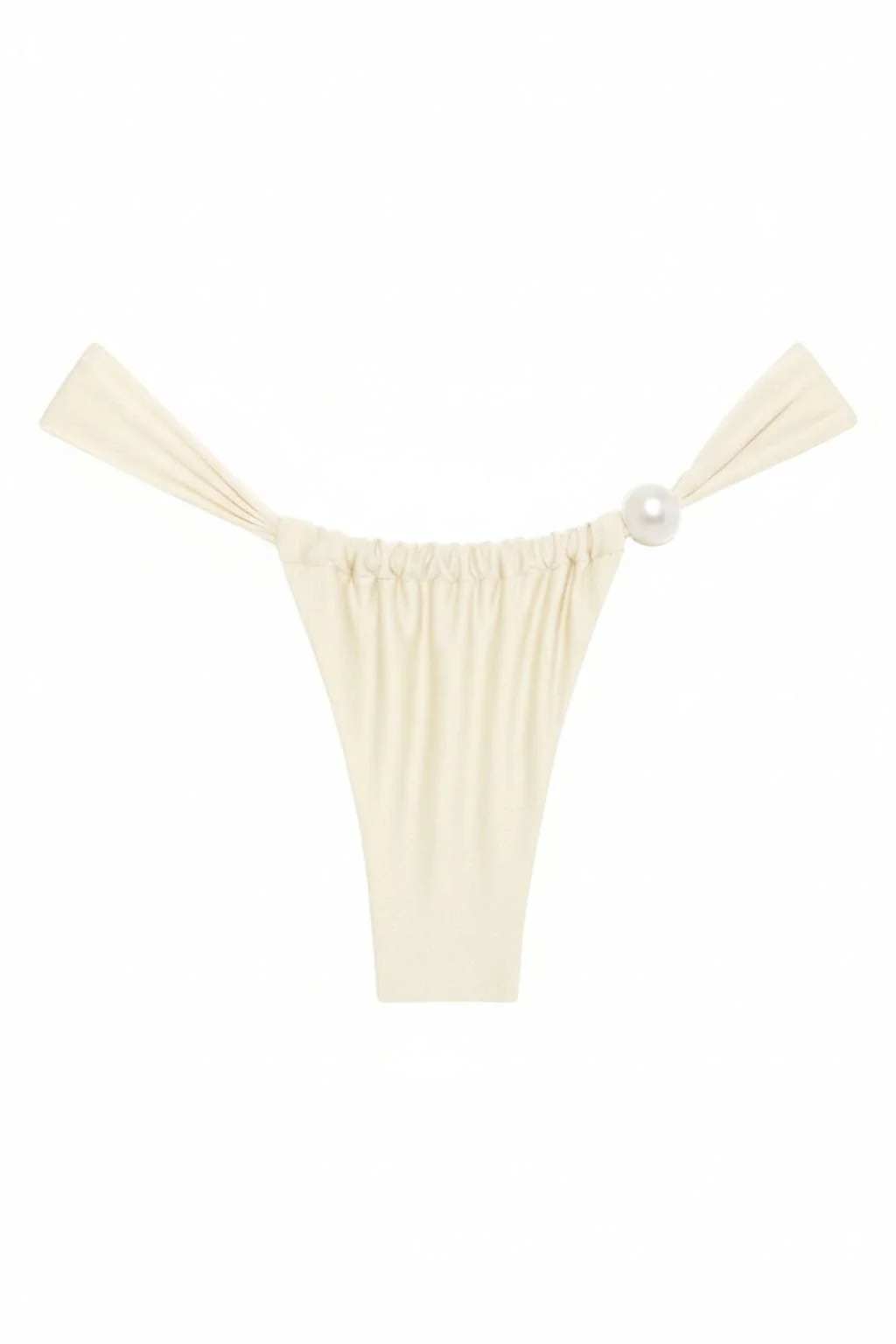 Montce, Cream Silkie Sandra Pearl Bikini Bottom