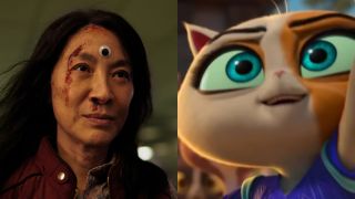 Michelle Yeoh in Everything Everywhere All At Once and Yuki from Paws of Fury