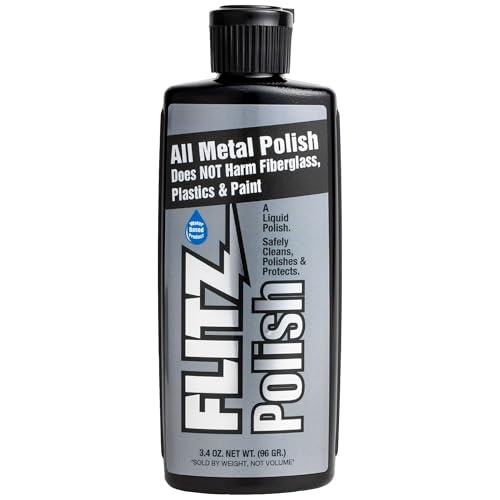 Flitz Metal Polish and Cleaner Liquid for All Metal, Also Works on Plastic, Fiberglass, Aluminum, Jewelry, Sterling Silver: Great for Headlight Restoration and Rust Remover, 3.4 Oz