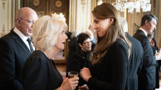 Camilla, Queen Consort and Catherine, Princess of Wales during a lunch held for governors-general of the Commonwealth nations at Buckingham Palace