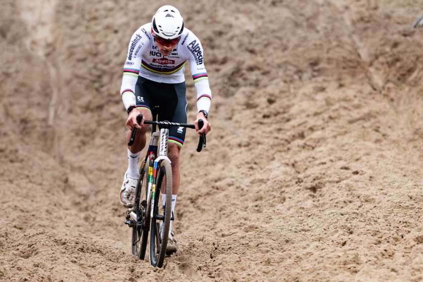 KOKSIJDE, BELGIUM - DECEMBER 21: Mathieu Van Der Poel of Netherlands and Team Alpecin-Deceuninck competes during the 19th UCI Cyclo-Cross World Cup Koksijde 2025 - Men's Elite on December 21, 2025 in Koksijde, Belgium. (Photo by Billy Ceusters /Getty Images)