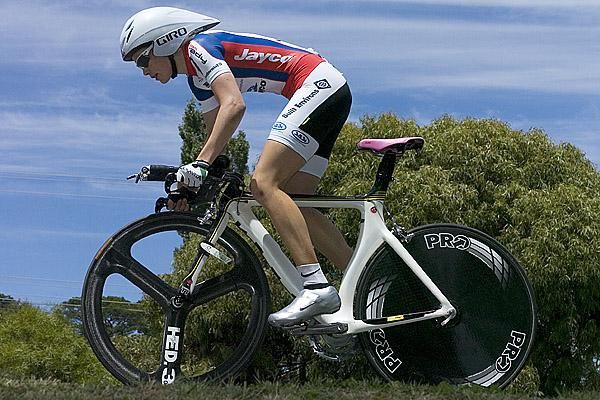 Tiffany Cromwell from South Australia in her ride against the clock and towards a podium finish in Buninyong.