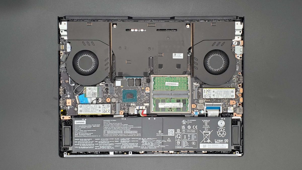 Lenovo Legion Pro 7i Gen 10 gaming laptop from the underside