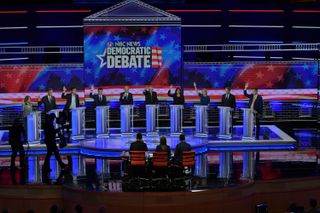 Democratic presidential candidates at a 2019 debate