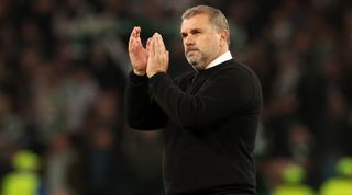 Celtic manager Ange Postecoglou applauds the fans after the UEFA Champions League match between Celtic and Real Madrid on 6 September, 2022 at Celtic Park, Glasgow, United Kingdom