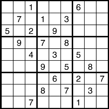 An unsolved sudoku.