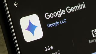 A super close up image of the Google Gemini app in the Play Store