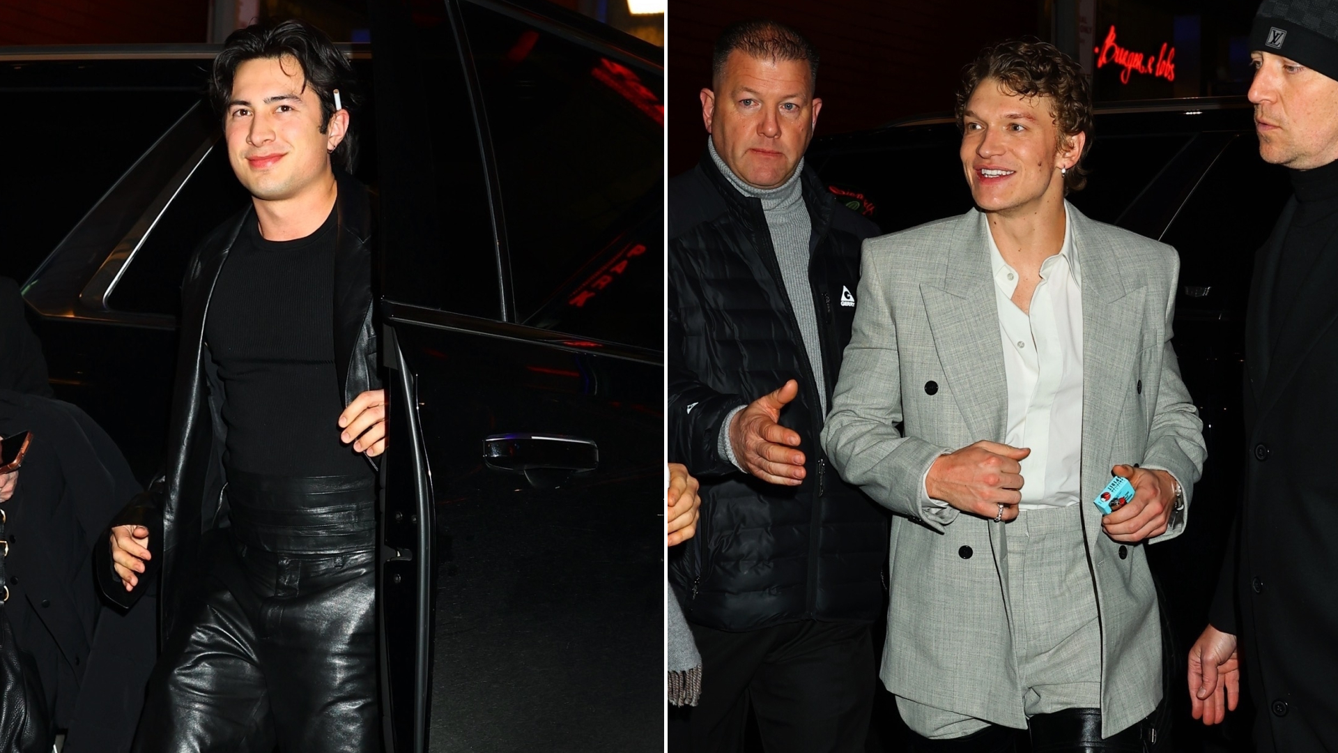 Connor Storrie and Hudson Williams's Matching Leather Outfits Destroy the Competition at the 'SNL' After-Party