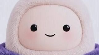 A close up of the vacant expression of Meta's Muse AI mascot, Jolly.