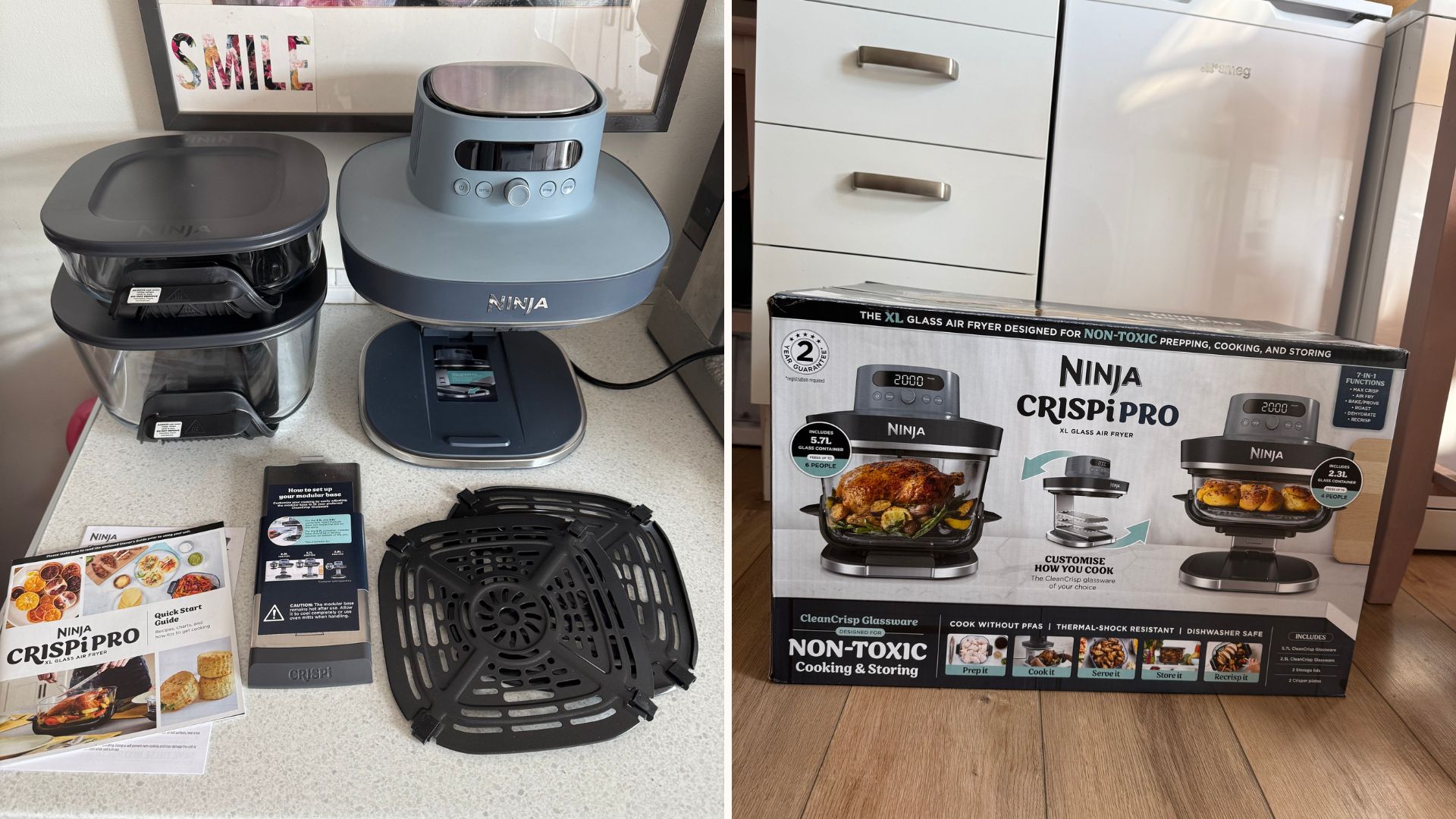 using the Ninja Crispi Pro Countertop Glass Air Fryer to cook
