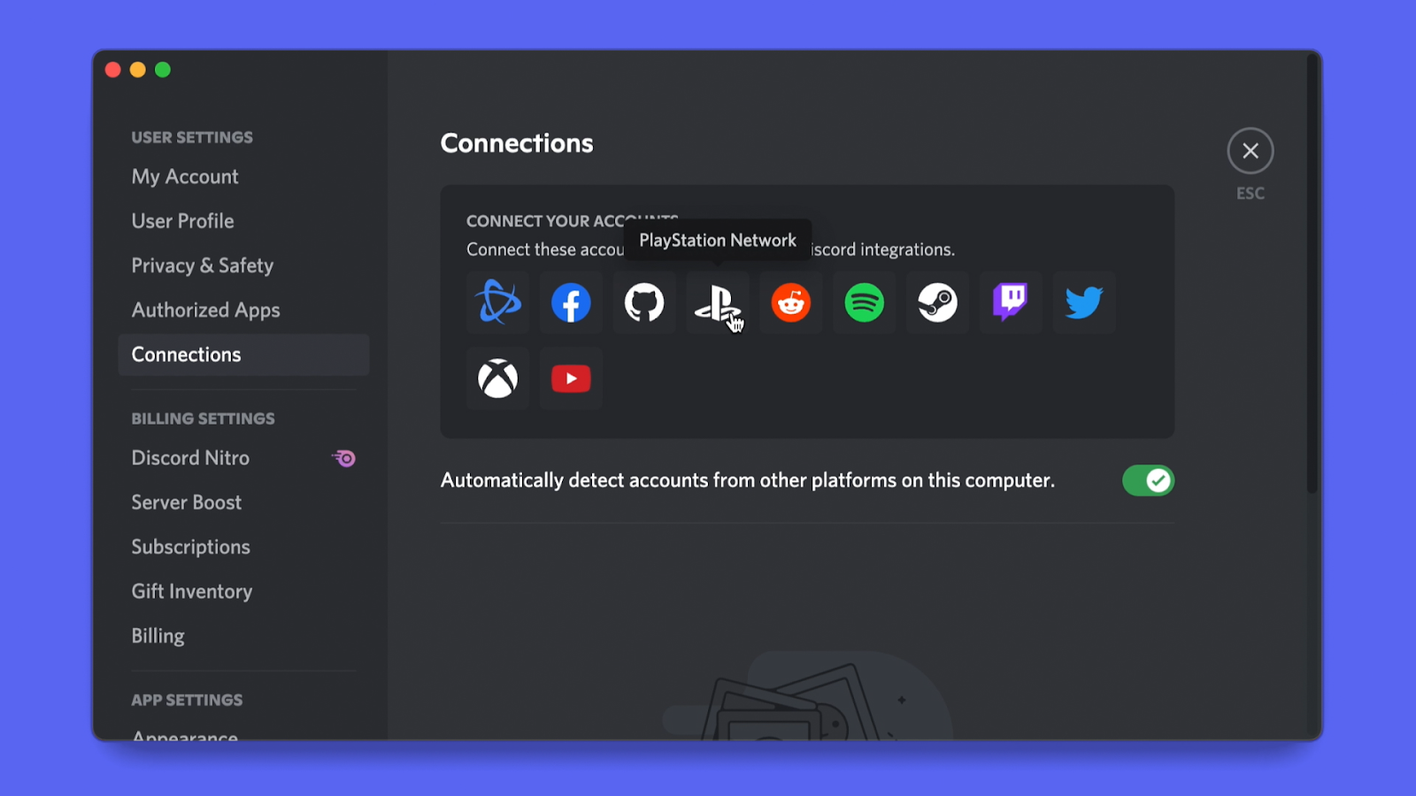 Linking a PSN account to Discord