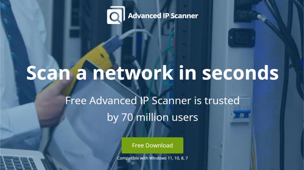 Advanced IP Scanner website screenshot (July 2025).