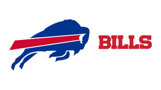 Buffalo Bills NFL logo with flat charging bull icon and red stripe.