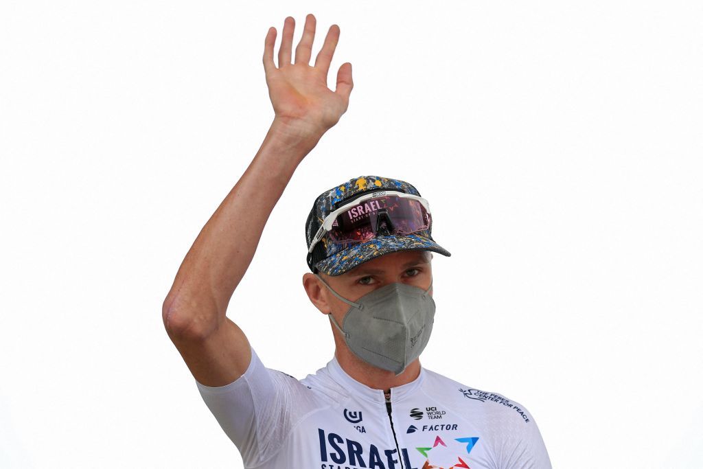 Team Israel Start Up Nations Christopher Froome of Great Britain arrives to take the start of the 2nd stage of the 108th edition of the Tour de France cycling race 183 km between PerrosGuirrec and Mur de Bretagne Guerledan on June 27 2021 Photo by Christophe Petit Tesson POOL AFP Photo by CHRISTOPHE PETIT TESSONPOOLAFP via Getty Images