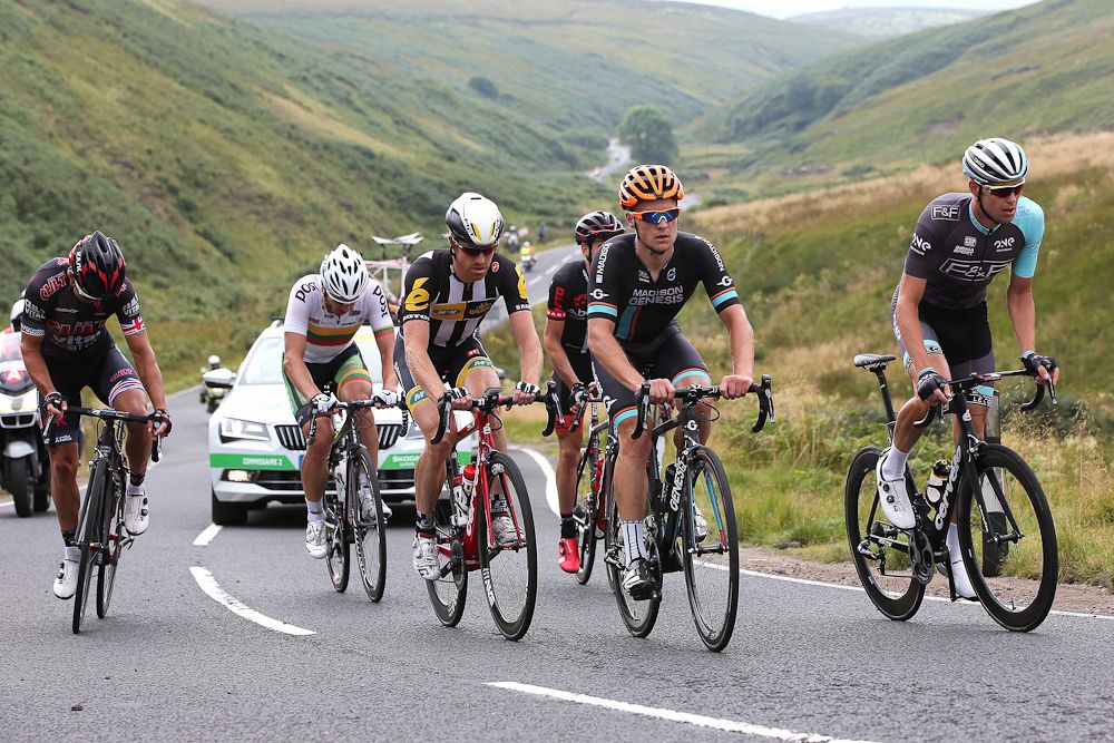 The breakaway in action during stage 3 of the 2015 Tour of Britain.