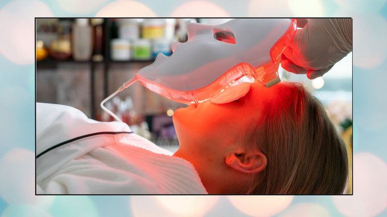woman having LED light therapy