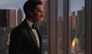 Doctor Strange Benedict Cumberbatch looks out of his windows in a tuxedo
