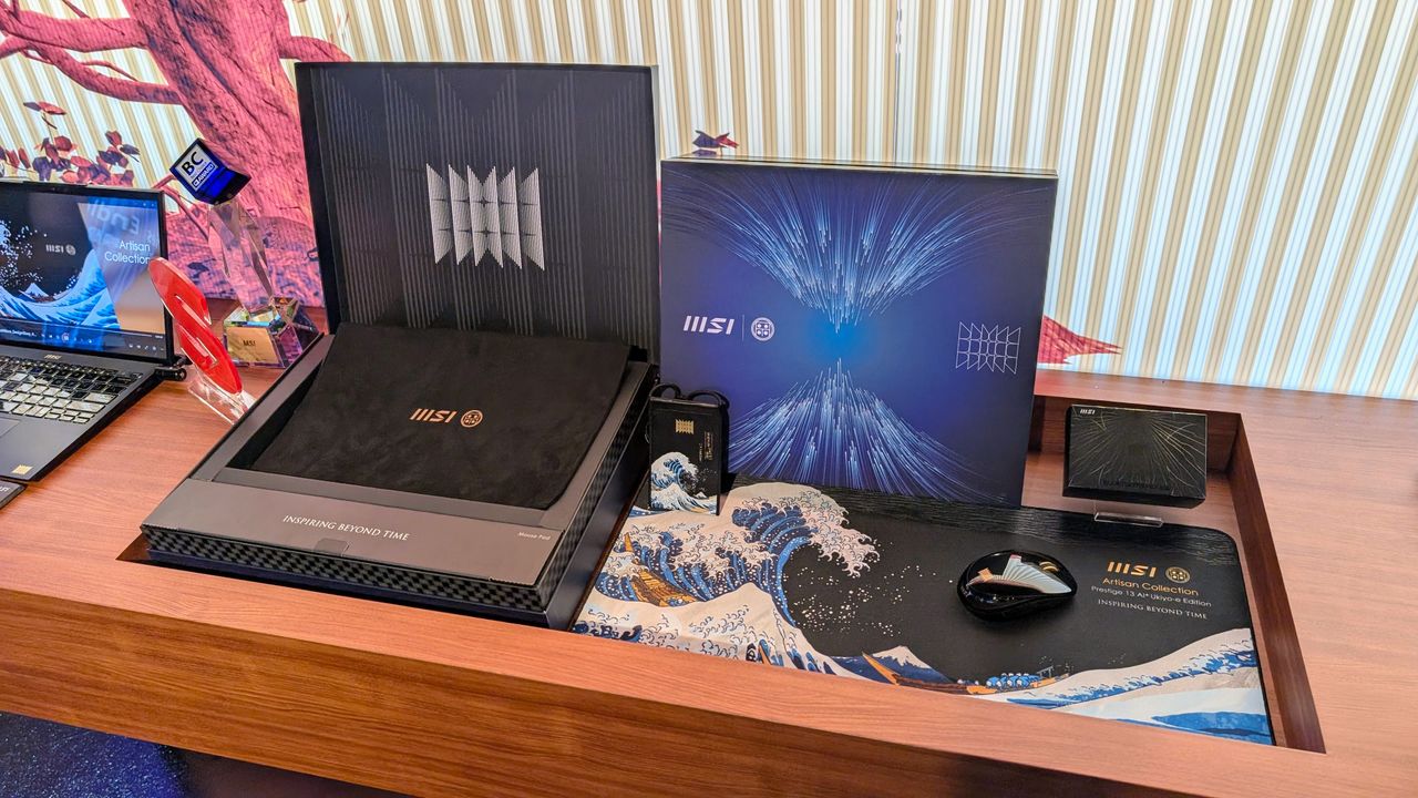 MSI Prestige 13 laptop artwork creation display at Computex 2025