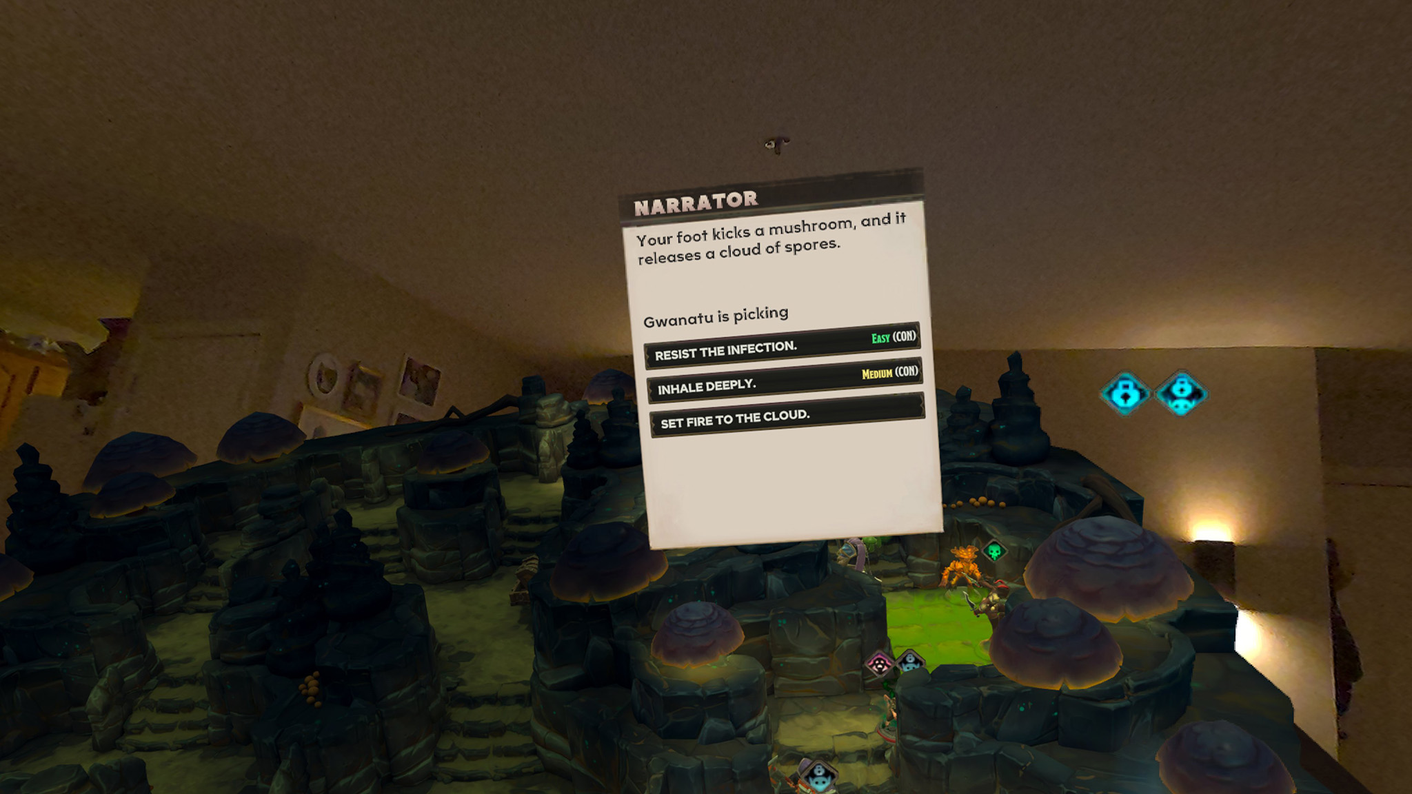 Encountering a random trap during a battle in Demeo X Dungeons & Dragons: Battlemarked for the Meta Quest 3