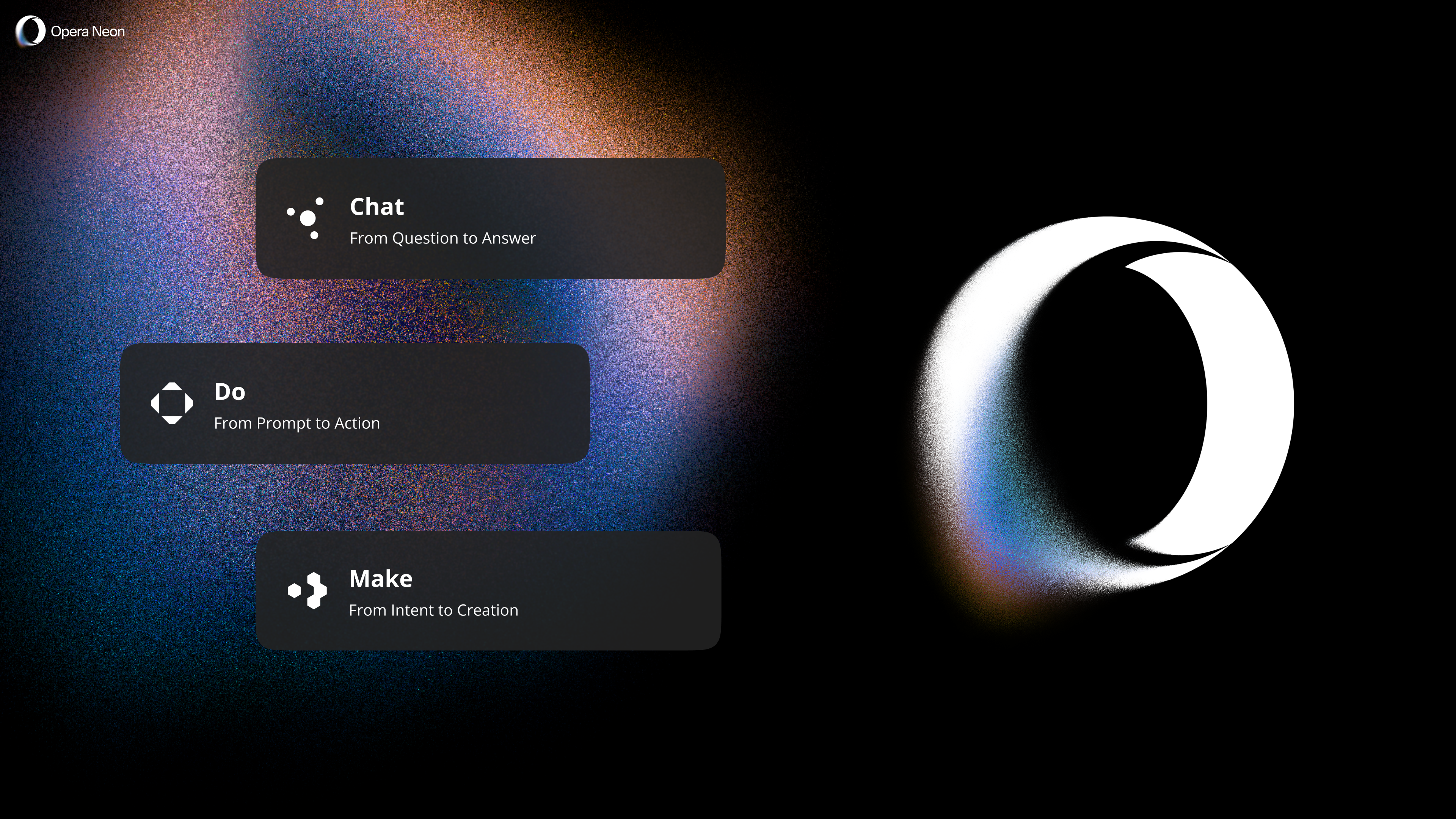 Opera Neon Chat, Do, and Mode options displayed.