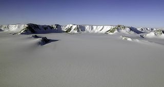 Antarctica's Shackleton Range, photographed by NASA scientists. Rocky outcroppings and mountains may have been islands of life in the last ice age.