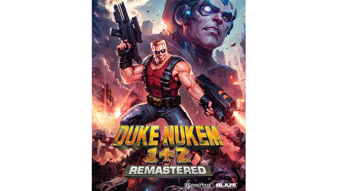 Duke Nukem AI art; man shoots guns