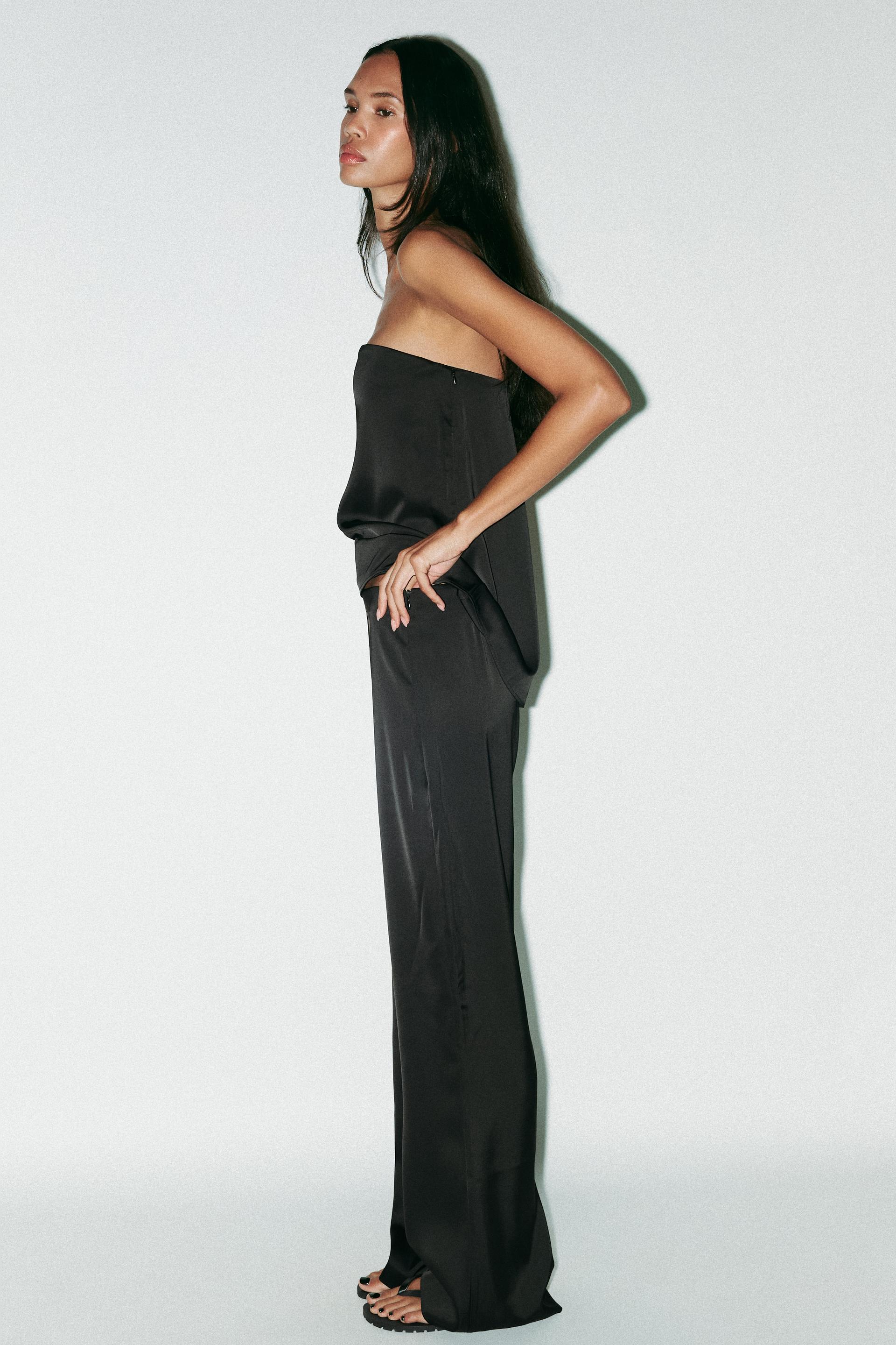 ZARA, Strapless Satin Effect Top