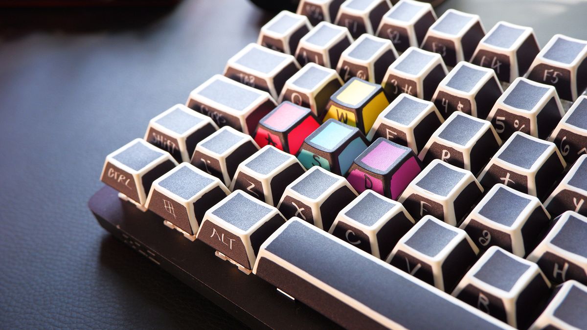 Glorious KeyCapsules keycap set, GPBT Sketch, on a gaming keyboard.