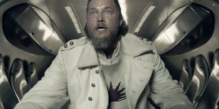 Marcus (Travis Fimmel) leads the human colony and comes into conflict with Mother (Amanda Collin).