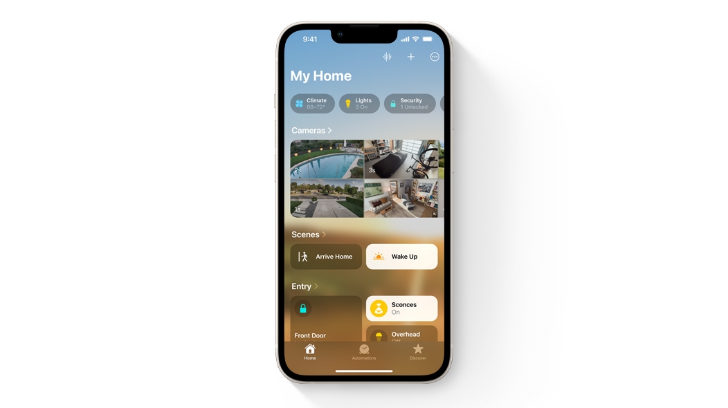 Una captura de pantalla que muestra la aplicación Home en iOS 16