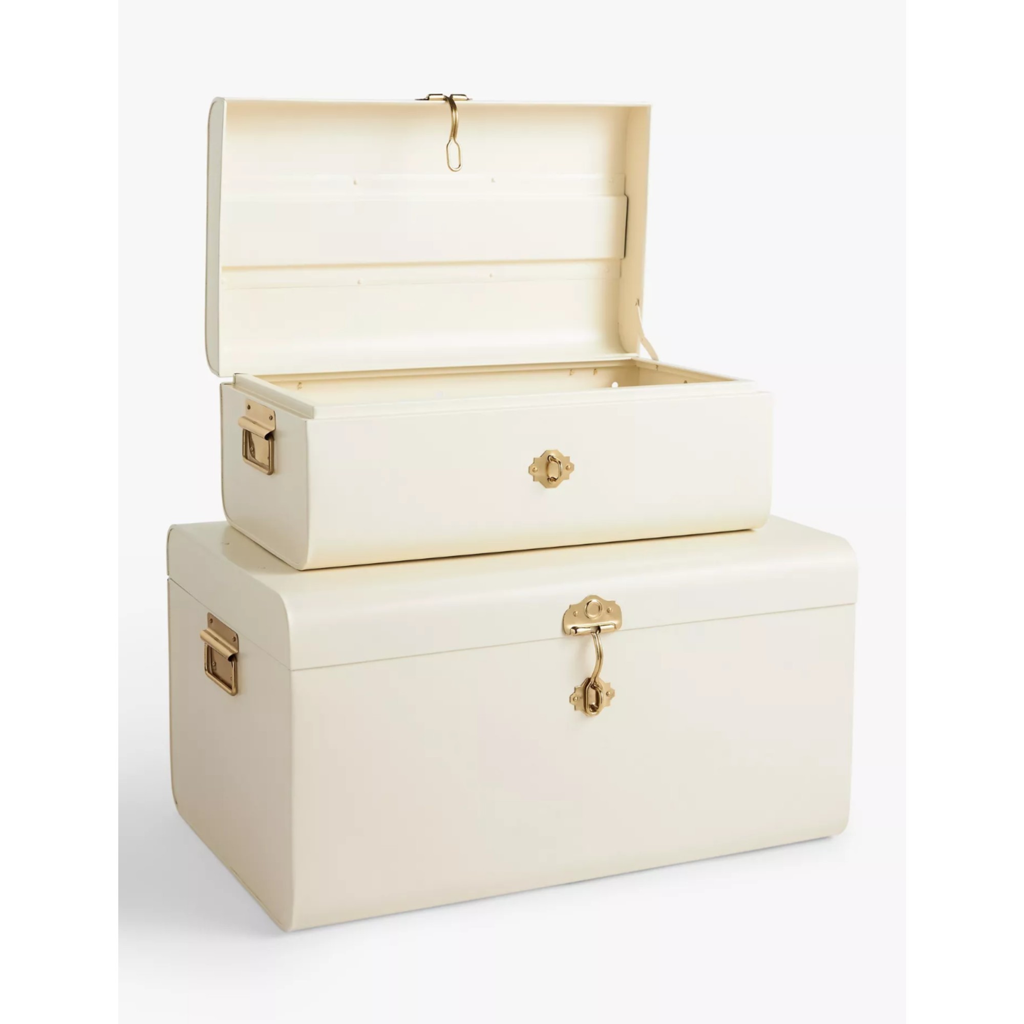 John Lewis Metal Storage Trunk, Ecru, Set of 2