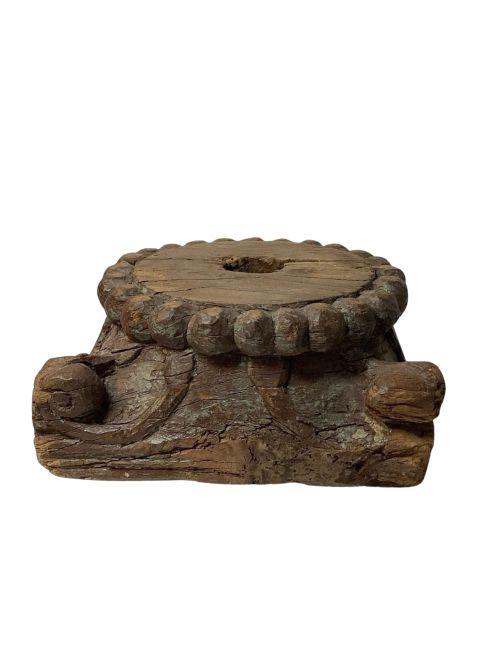 Antique Wooden Column Base Capital Garden Stool French Colonial Hand-Carved