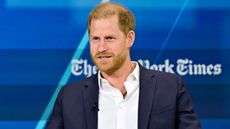 Prince Harry, Duke of Sussex, speaks onstage during The New York Times Dealbook Summit 2024 at Jazz at Lincoln Center on December 04, 2024