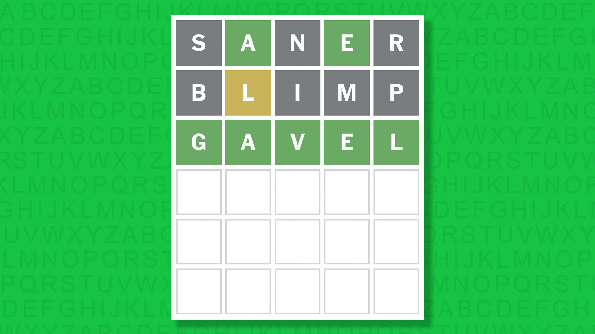 NYT Wordle answer for game 1693 on a green background