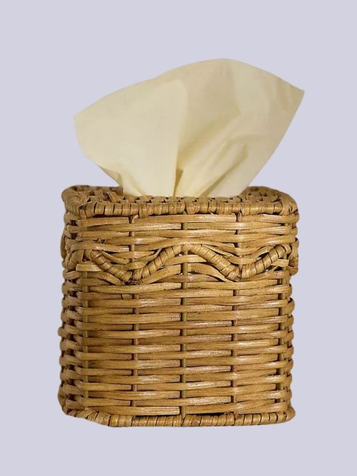 Rattan Scallop Edge Tissue Box