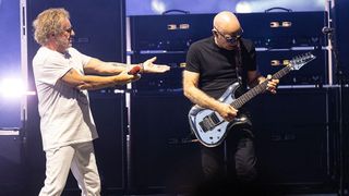 Sammy Hagar (right) and Joe Satriani perform onstage