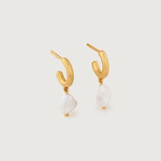 Nura Keshi Pearl Huggie Earrings